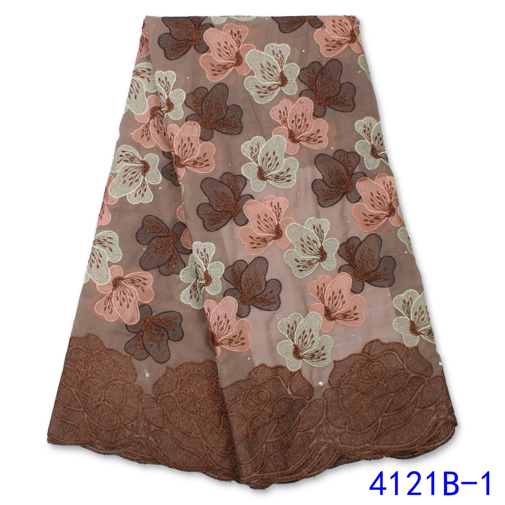 

XIYA African Cotton Lace Fabric 2021 Diy Swiss Dress Design Swiss Voile Lace 5 Yard African Lace Fabric For Diy Dress 4121B