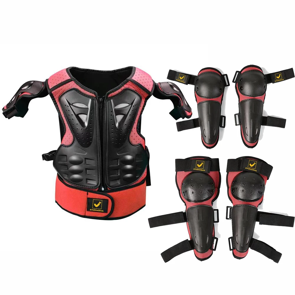 Kid dirt bike gear Child Body Protector suit Armor Kids Motocross Armor Jacket skating body Protection Gear Knee elbow guard