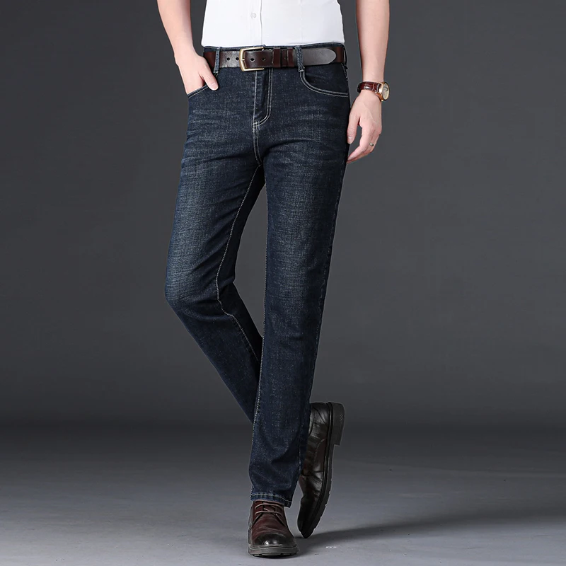 

Джинсы мужские прямые стрейчевые, классические брюки из хлопка, повседневные брюки из денима, брендовые, для весны и осени, 28-42