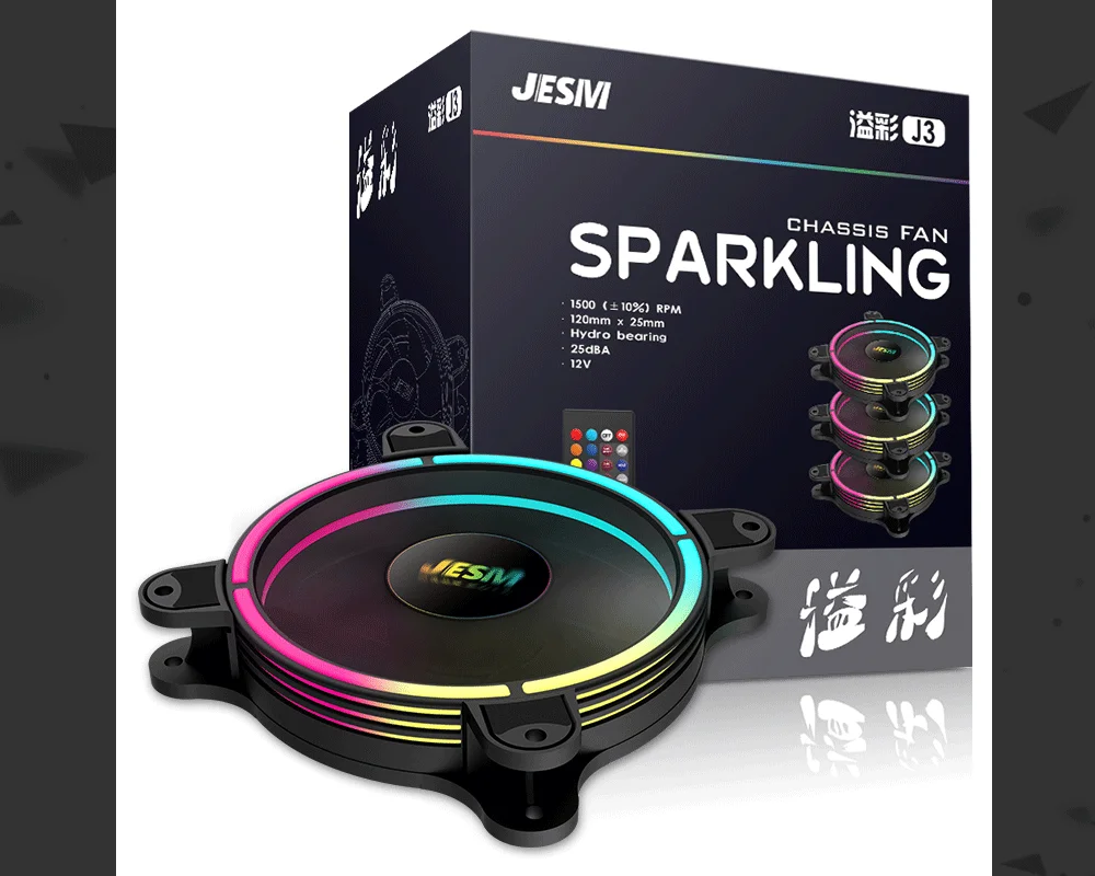 JESM ореолом J3, цветная(Rgb) Pwm вентиляторов, чехол 120 мм охлаждающие водные вентиляторы, вентиляторы теплоотводящий Кулер Мастер, Поддержка синхронизации 5v 3pin Motherboad