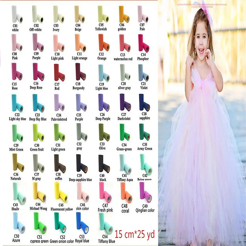 25 Yards Tulle Roll Fabric DIY Baby Shower Tutu Skirt Wedding Party Decorations Organza Fabric Sashes Table Cloth Decor Supplies