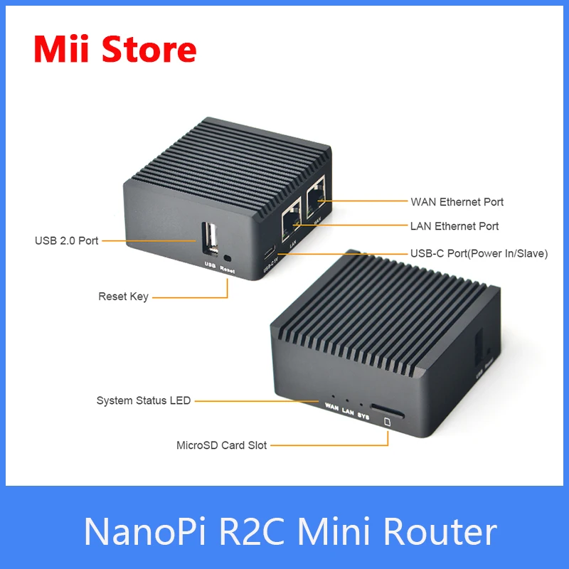 Мини-роутер FriendlyElec NanoPi R2C Rockchip RK3328 1 ГБ DDR4 ОЗУ двойной гигабитный Ethernet-порт с новым