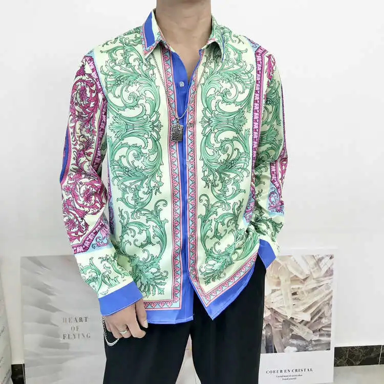 

Hot Men/women's Fashion floral print long sleeves Shirts spring autumn Men's High quality casual shirt tops C224