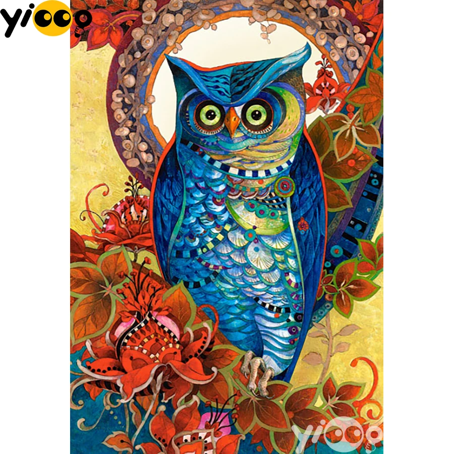 

Full Square/Round Diamond Embroidery Blue Owl 5D Diamond Painting Rhinestone Mosaic Home Decor Gift AX3062