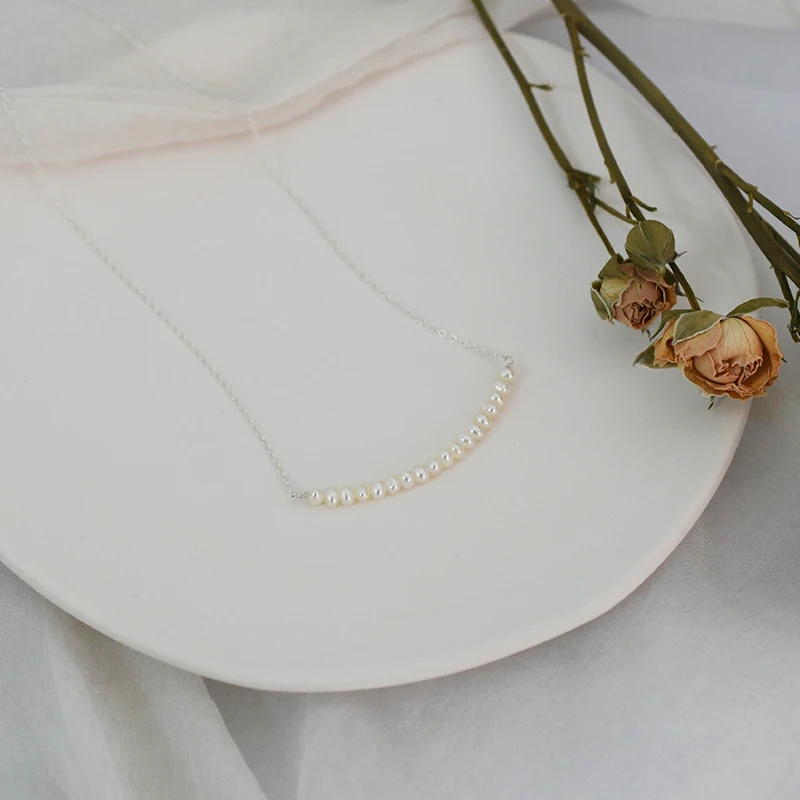 Ожерелье женское из серебра 925 пробы с натуральным пресноводным жемчугом |