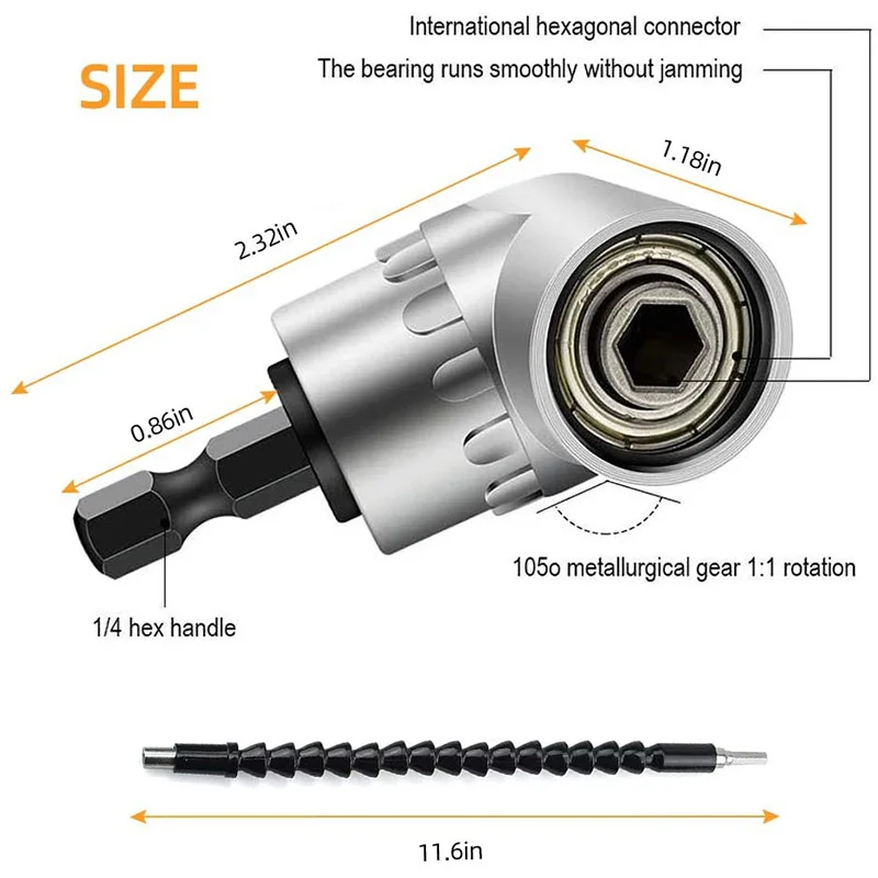 

GTBL Flexible Drill Extension Hex Shank Drill Nut Driver Bit Set, 3Pcs Universal Socket Adapter Set, Screwdriver Bit Set
