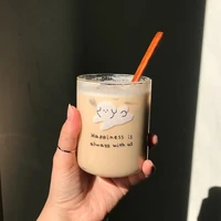 xiaomi ins korean cute dog glass cup heat resistant coffee mug cartoon milk juice glass childen student drinking glass cups