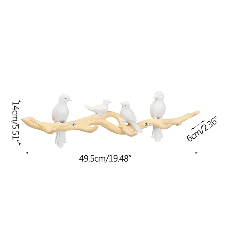 

3D Bird Wall Hook Keys Rack Resin Punch Free Wall Decoration Hanging Coat Key Hook Simple Home Decoration Accessories
