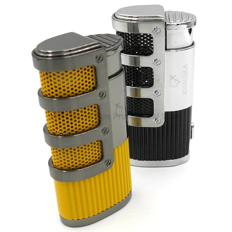 

COHIBA Gadgets High-end Smoking Cigar Torch Lighters 3 Torch Jet Flame Butane Gas Fire Flame Built-in Punch Cigarette Lighter