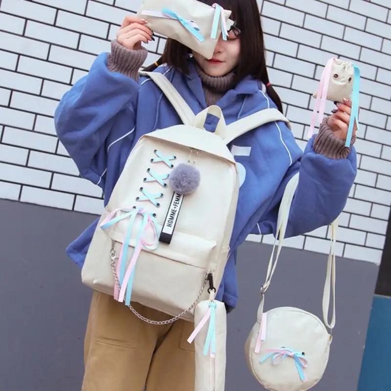 5 шт. холст рюкзак для школьников лента портфели Повседневное сумка через плечо