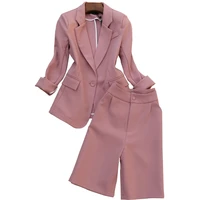 womens suit spring and summer new style fashion suit pants suit femininity commuting five point pants 2 piece set women