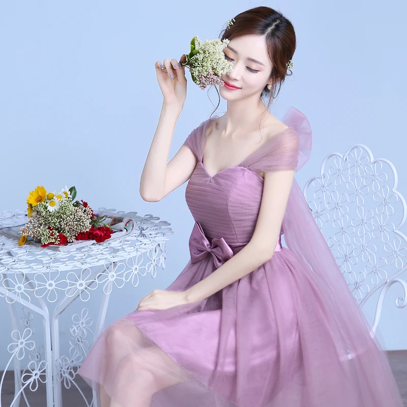 Элегантное Junior розовое платье подружки невесты с короткими рукавами Vestido Azul Marino