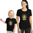 Летние повседневные рубашки для мамы и дочки, с коротким рукавом, Детские майки
