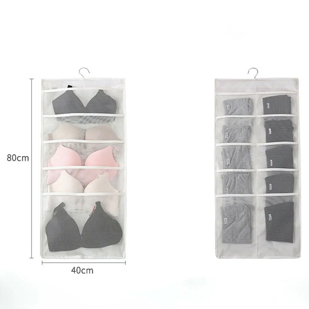 15/30 Pocket Cabinet Storage Hanging Organizers Clear Hang Bag Sock Bra Underwear Rack Organizer | Дом и сад