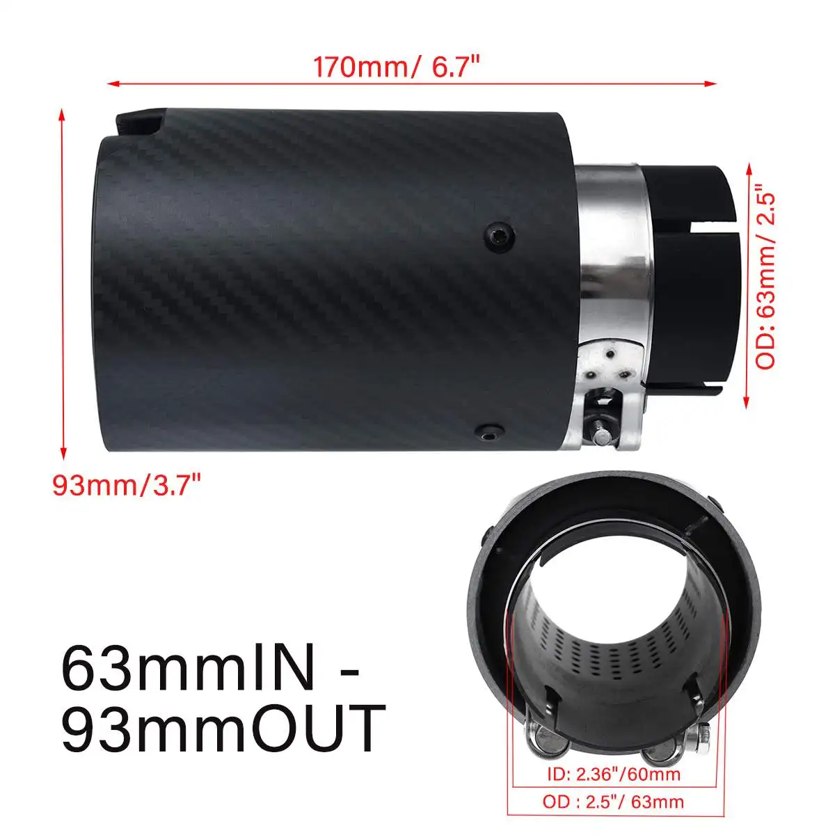 

1/2pcs 63mm-93mm Real Carbon Fiber 63mm Exhaust Muffler Tip Pipe For BMW F22 F23 F30 F31 F32 F33 F36 F10 F11 F12 F13 M Series