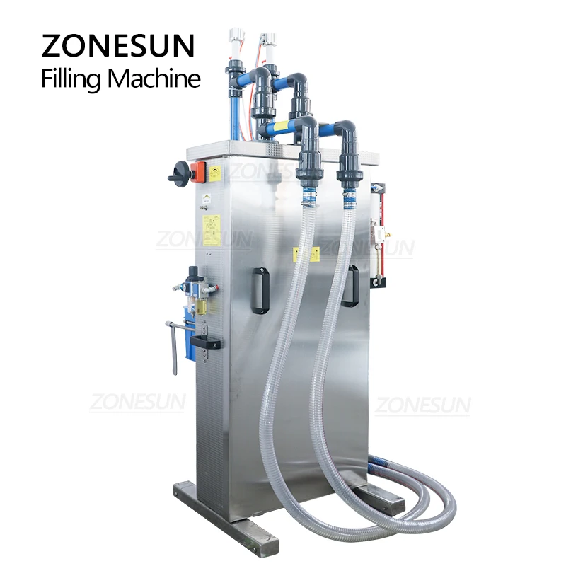 

ZONESUN 2 Nozzles Industrial Fully Pneumatic Alcohol Pesticide Corrosive Liquid Chemical Products Bottle Filling Machine
