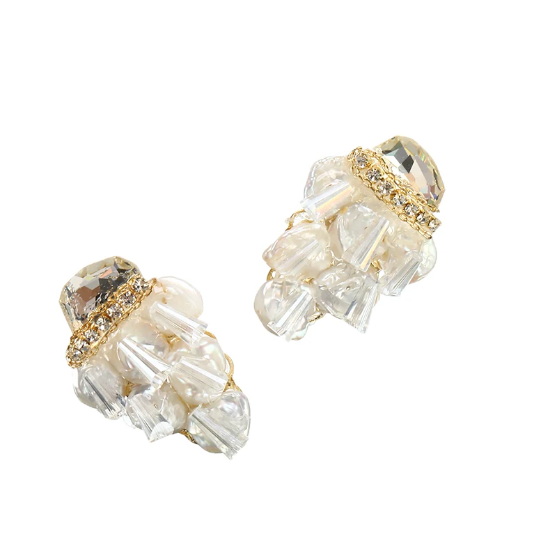 Женские серьги гвоздики с пресноводным жемчугом ручной работы в стиле барокко