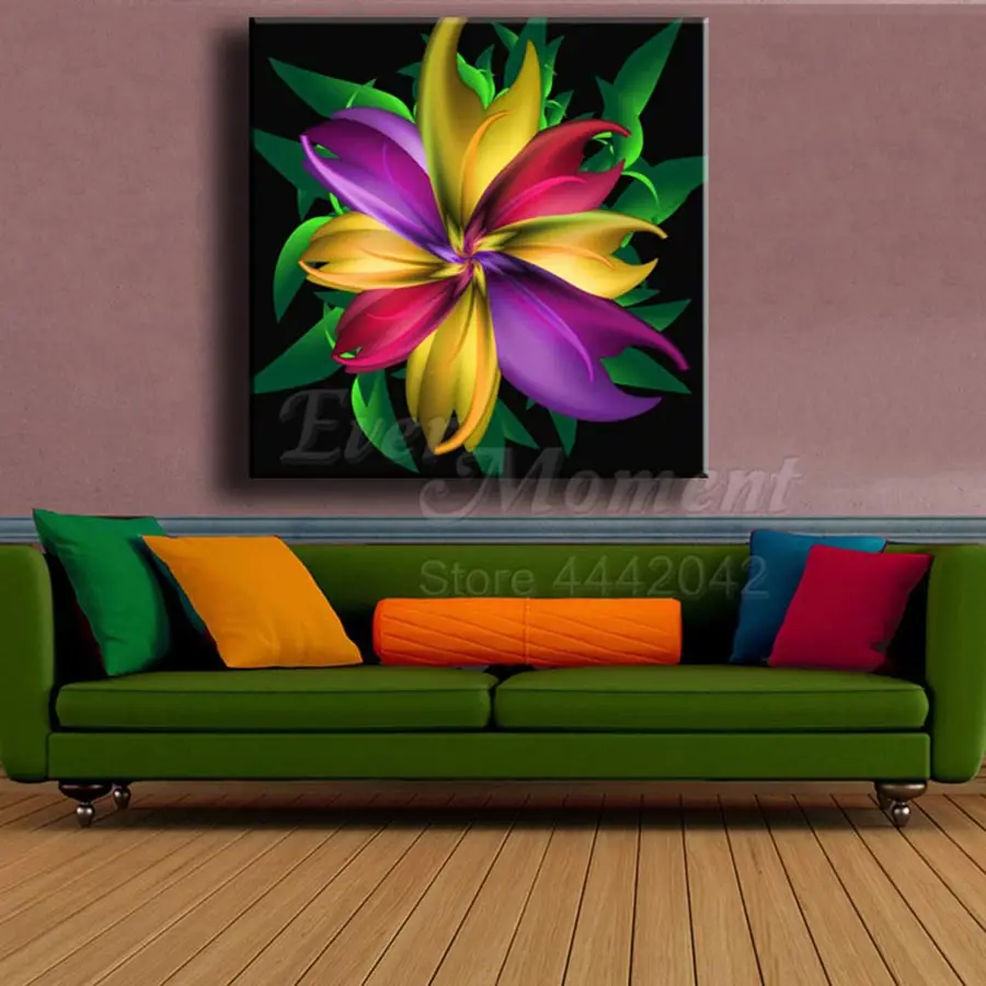 Когда либо в настоящий момент ручной работы алмазов картина цветок растение