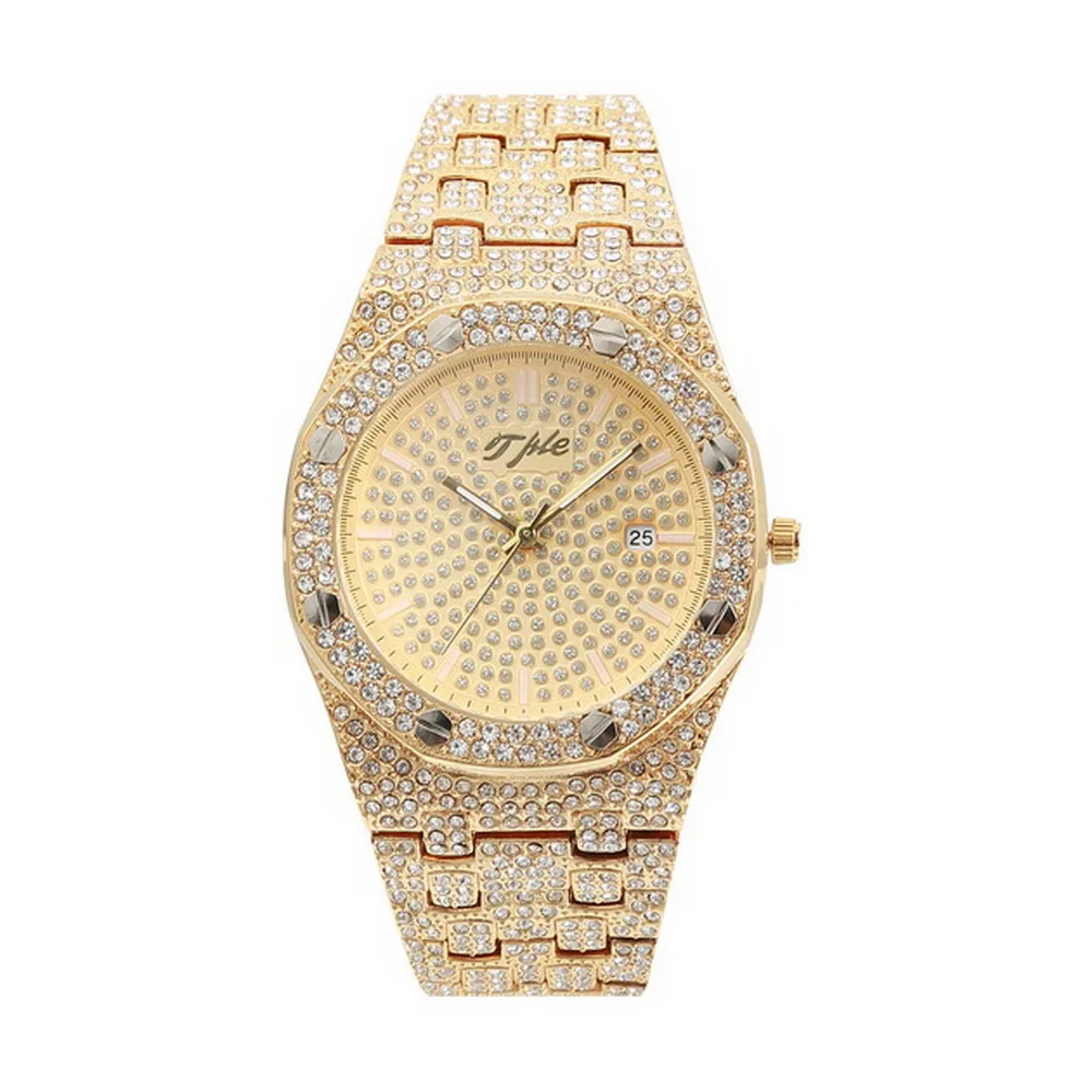 All Diamond Watches For Ordinary Waterproof Watch Men Round Luxury Men's Watch Hip Hop Men Fashion Date Quartz Watch