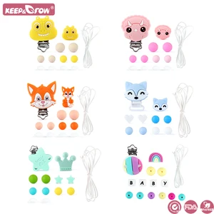Baby Silicoen Teether Beads DIY Pacifier Chain Clips Animal Set BPA Free Baby Teething Necklace Acce in Pakistan