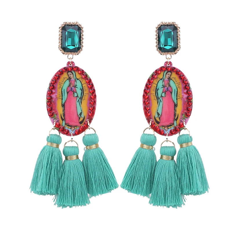 E1280 Blue Green Sehuoran, серьги с кисточками в виде большого ангела для женщин, Эффектные серьги с кристаллами, модные ювелирные изделия Oorbellen Brincos - Окраска металла: E1280 Blue Green