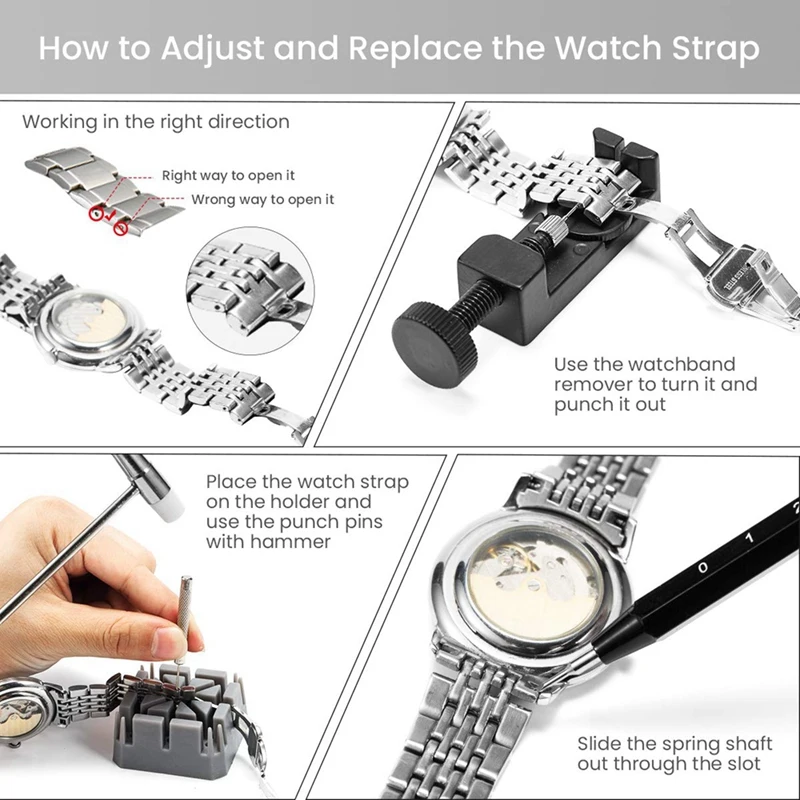 

153 Pcs Watch Repair Kit Professional Spring Bar Tool Set,Watch Battery Replacement Tool Kit,Watch Band Link Pin Tool Set