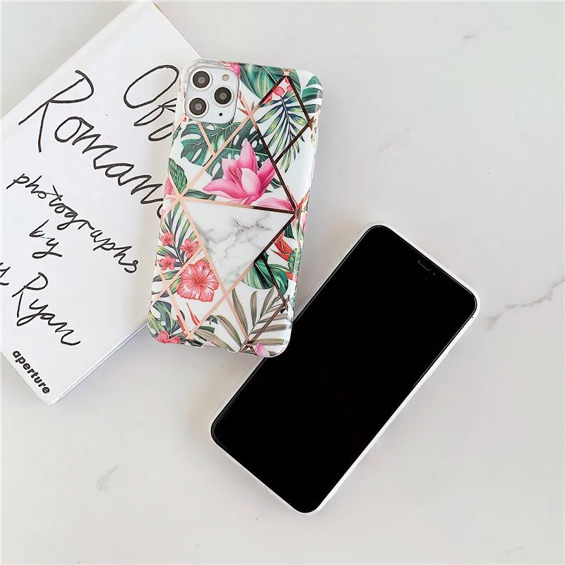 

Geometric shape flower leaf girl Phone Cover Case For Iphone X 11 pro Xs Max Xr 10 8 7 6 6s Plus se 4.7 Luxury Soft Coque Fundas