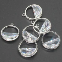 fashion round zicon diy pendants rhodium plated alloy necklace charms 14mm 4 pieces y15772