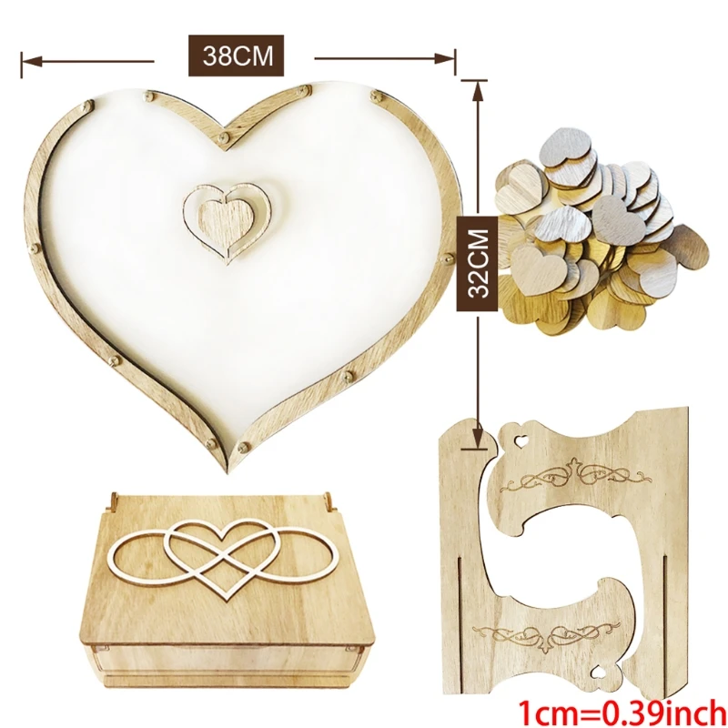 Деревянная рамка в форме сердца прозрачная Свадебная Гостевая книга винтажная