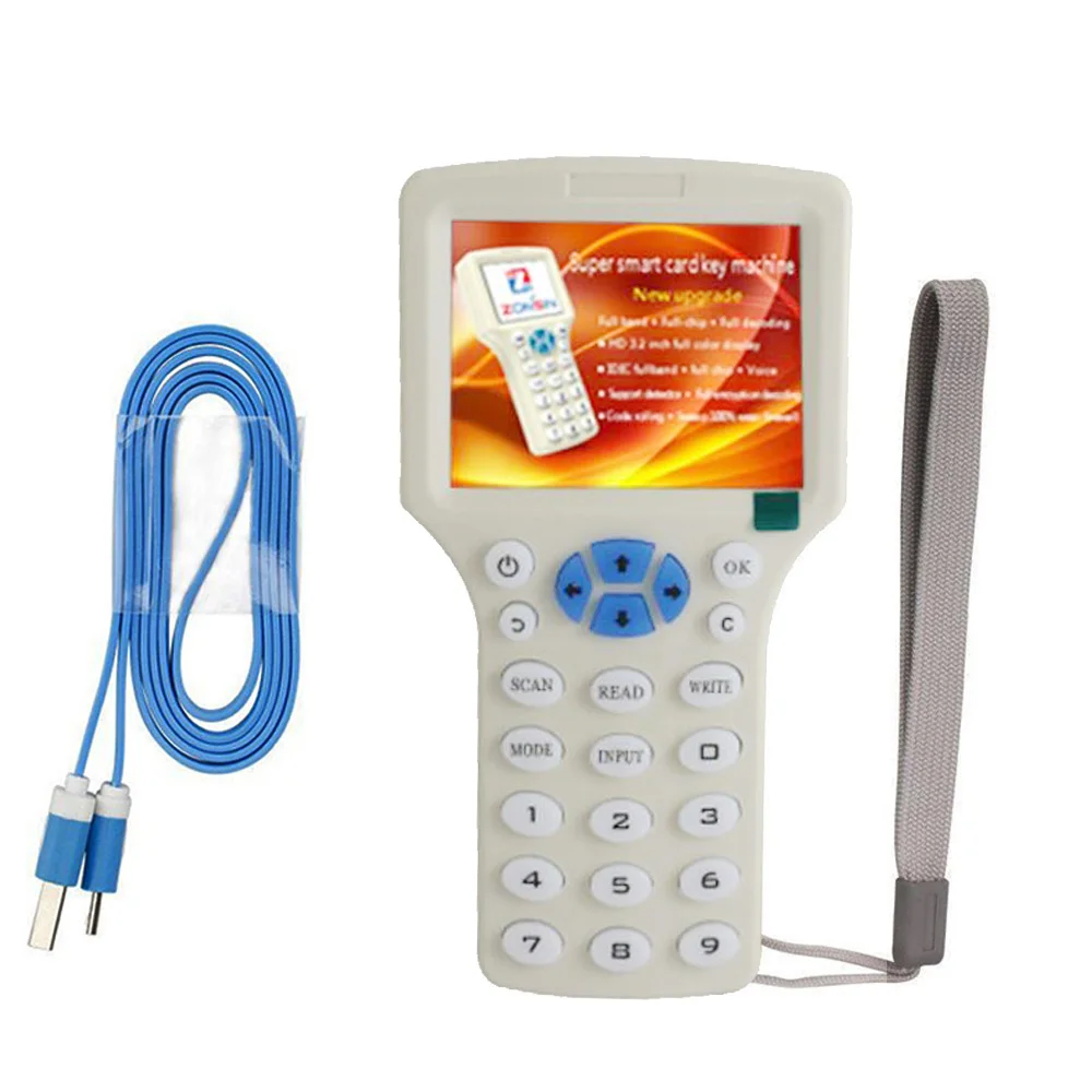 

RFID-копир Дубликатор 125 кГц Брелок NFC Считыватель Писатель 13,56 МГц Зашифрованный программатор USB UID Копировальная карта Тег 10 Английская частота