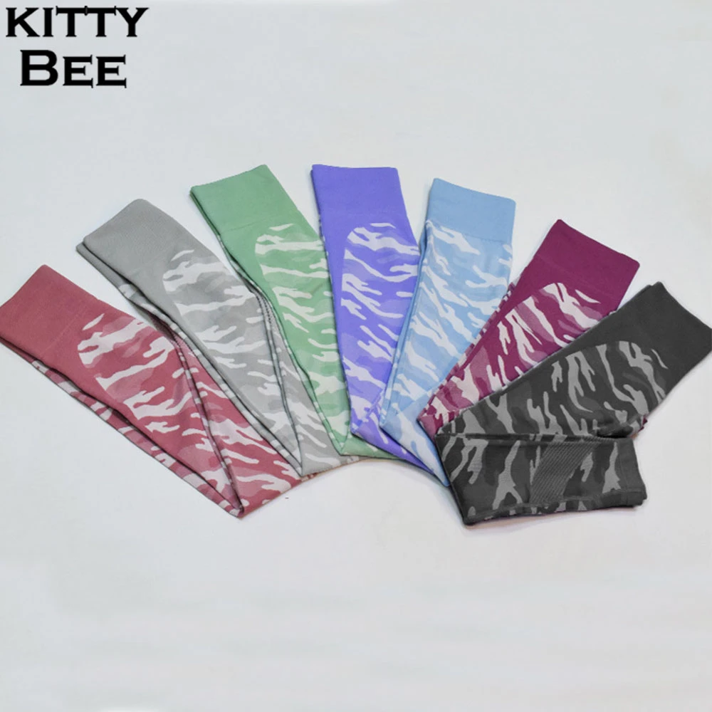 Камуфляжные бесшовные леггинсы с высокой талией женские брюки для йоги фитнеса и