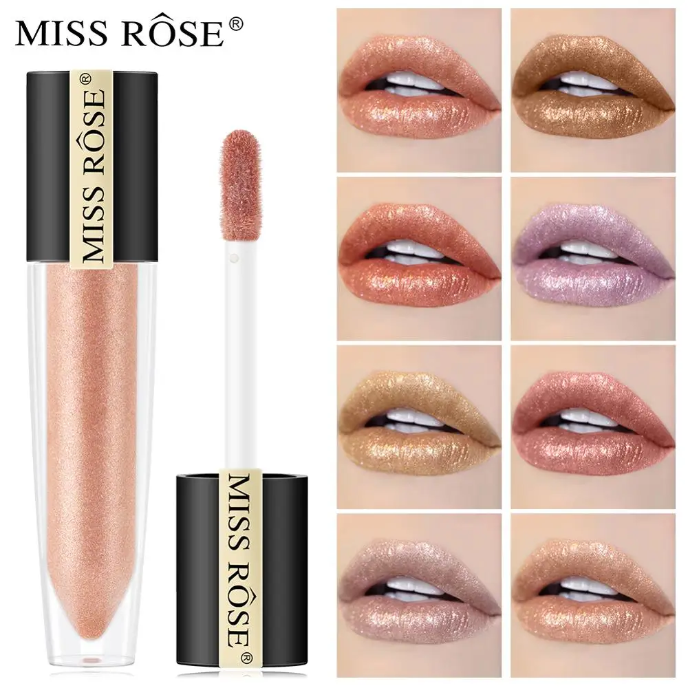MISS ROSE Lip Gloss Pearl Waterproof Nude Red Sexy Beauty Glaze Liquid Tint Moisturizer Brighten LipStick Makeup Cosmetic |