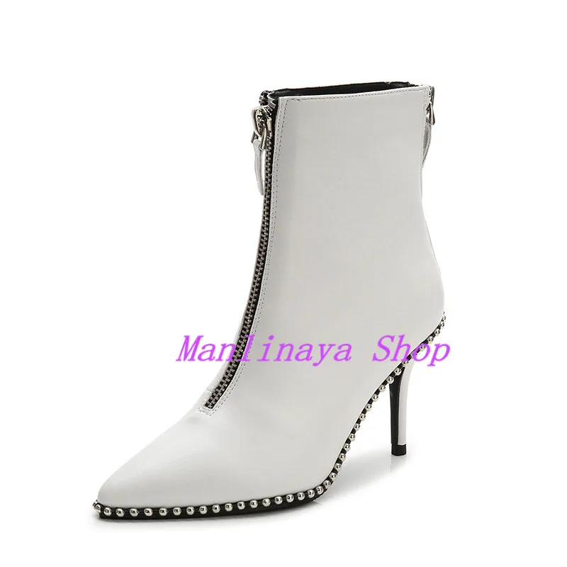 Женские ботильоны с острым носком черные белые красные|Женские полусапожки| |