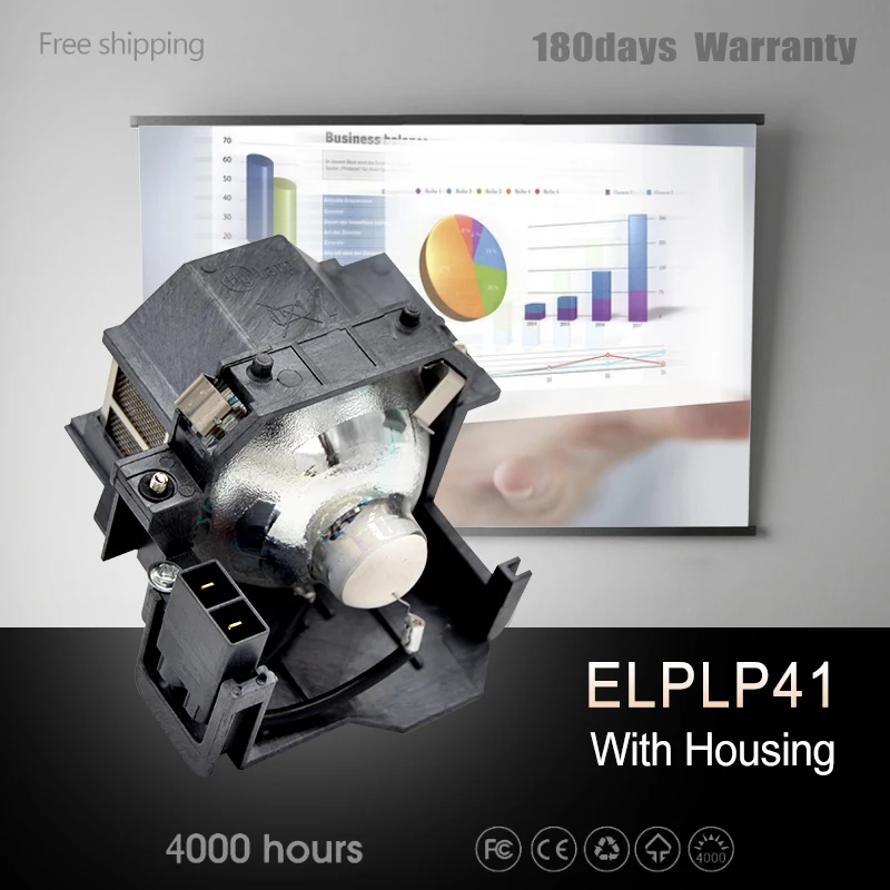 

Бесплатная доставка, лампа ELPLP41 для проектора V13H010L41, лампочка для EPSON S5 S6 S6 + S52 S62 X5 X6 X52 X62 EX30 EX50 TW420 W6 77C, EMP-H283