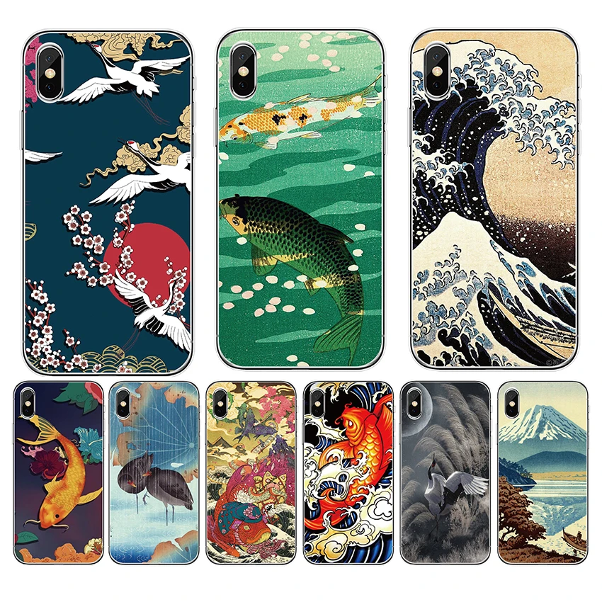 Для OPPO Reno 4 5G 3 pro 4G 2 2Z 10X zoom Cover Fish wave crane окрашенный Мягкий Силиконовый ТПУ защитный