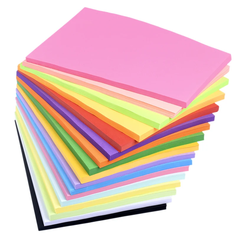 100 pcs Good Quality A4 Color Copy Paper  Double-Sided  Paper-Cut  Origami Print  File 20 Different Colors