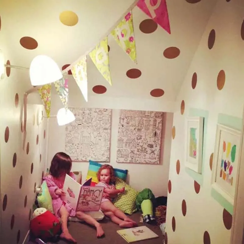 

54 Pcs Nordic Polka Dots Wall Stickers Room Stickers Walls Decoration for Children Gold Silver Wall Sticker Decal Wall Art DIY