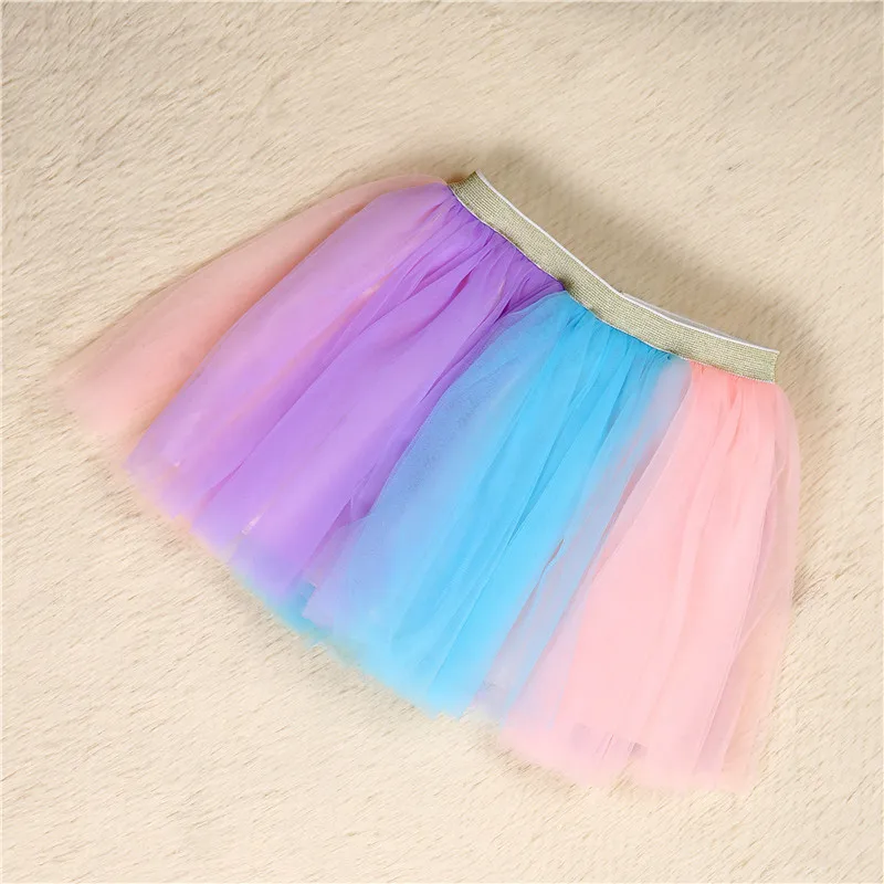 Радужное платье для девочек милое балетное платье-пачка Радужная юбка с