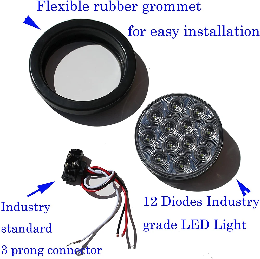 4 &quotкруглые светодиодные задние противотуманные фары включают Grommet вилка для