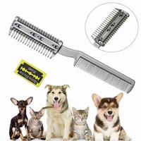 stainless steel blade manual hair razor with comb for pet dual end hair trimmer hair cutting comb for dogs cats with 2 blades