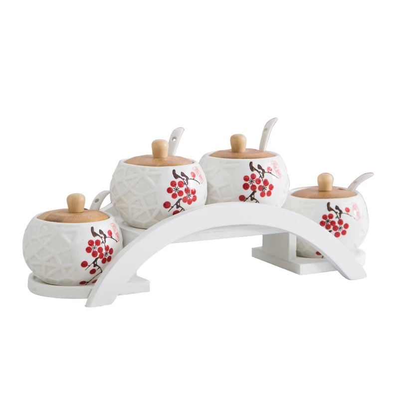 Кухонная стойка для приправ керамический бак с цветком сливы коробка набор