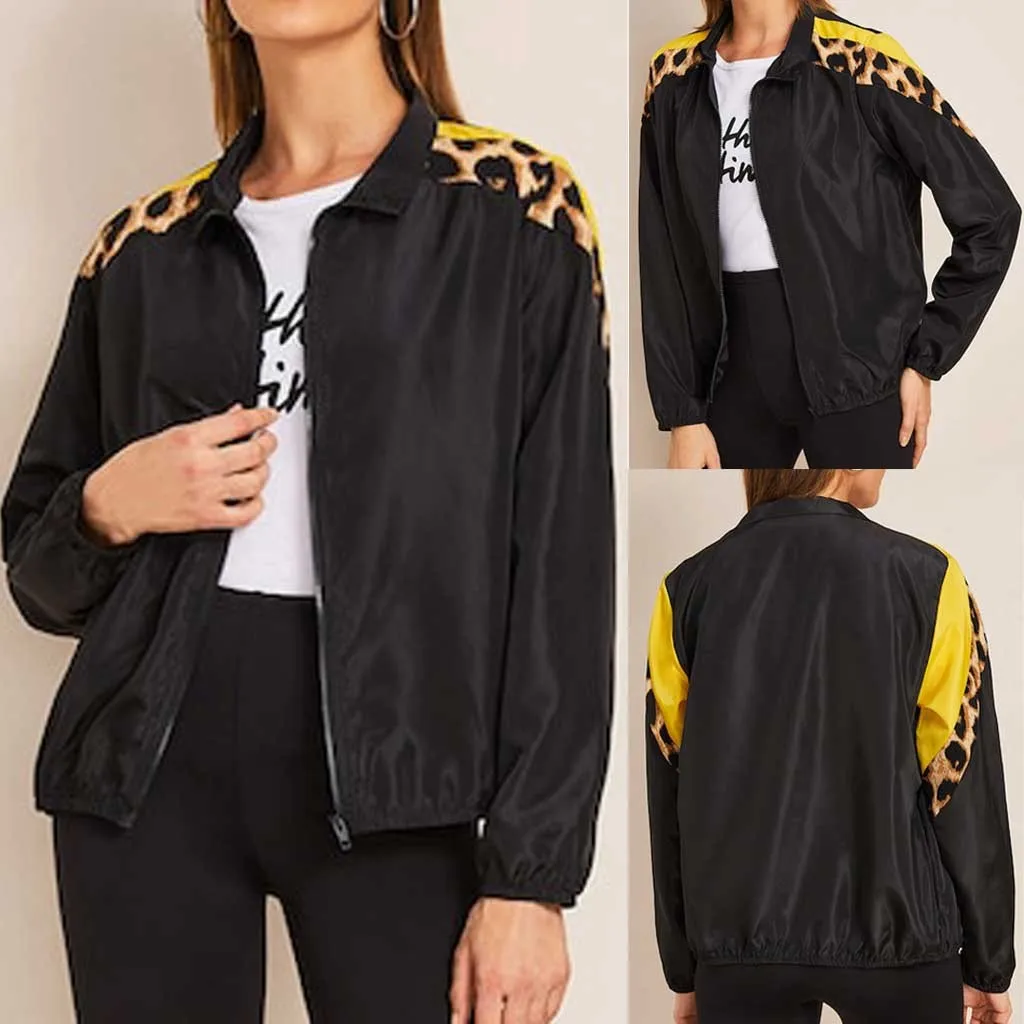 Леопардовое лоскутное пальто на молнии большой размер женский костюм куртки с