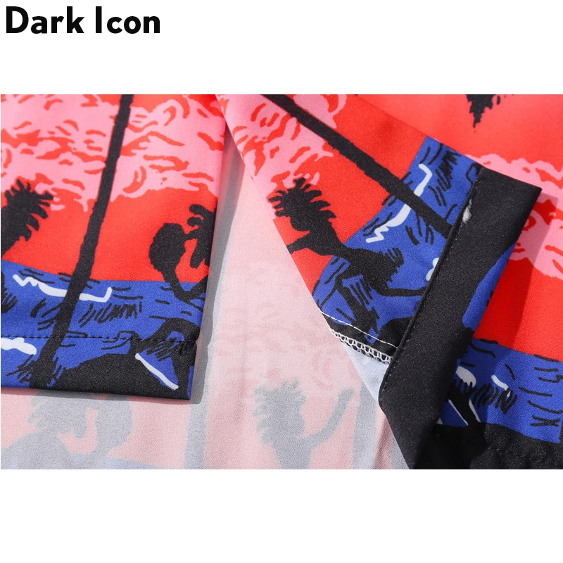 Мужская рубашка с коротким рукавом Dark Icon Hawaian летняя уличная одежда принтом