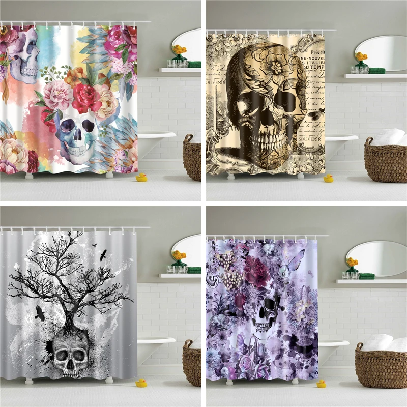 Современный Душ занавеска психоделический фильм ужасов череп Водонепроницаемый