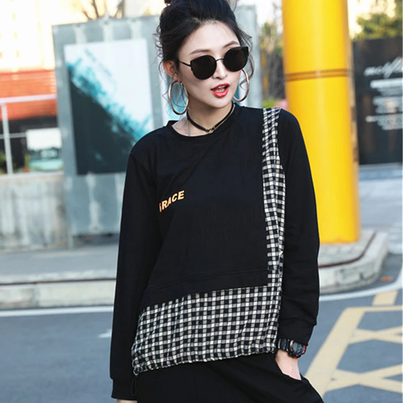 

Max LuLu Korean Style Fashion Designer Female Plaid Vintage Long Sleeve Tshirts Womens Casual Loose Tee Shirts Oversized Tops
