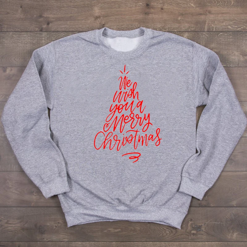 

We Wish You A Merry Christmas Sweatshirt Women Aesthetic Letter Print Festival Clothing Casual Funny Girl Jumpers Dropshipping