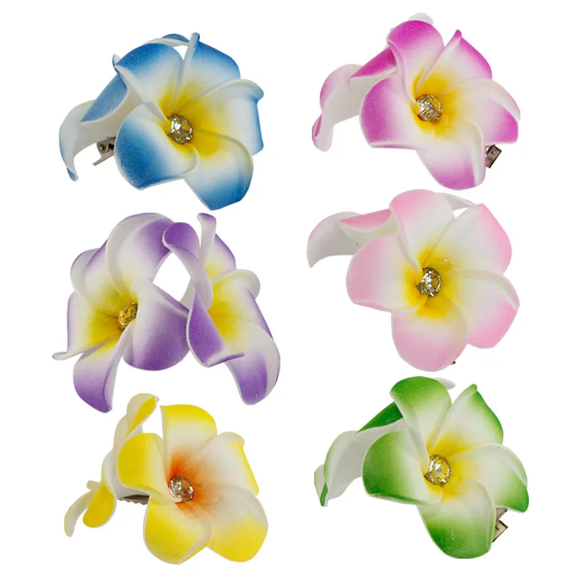 5 шт. Новая мода пена Гавайский цветок Плюмерия шпилька frangipani цветок свадебные зажимы для волос с бриллиантом