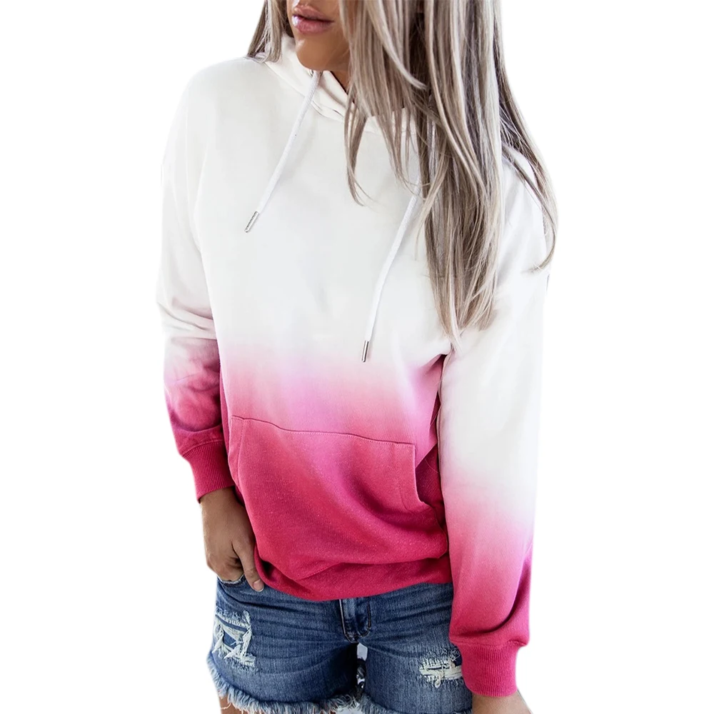 

Gradient Color Hoodies Women Sweatshirts Oversized Long Sleeve Hooded Pullovers Tops Women Winter Clothes