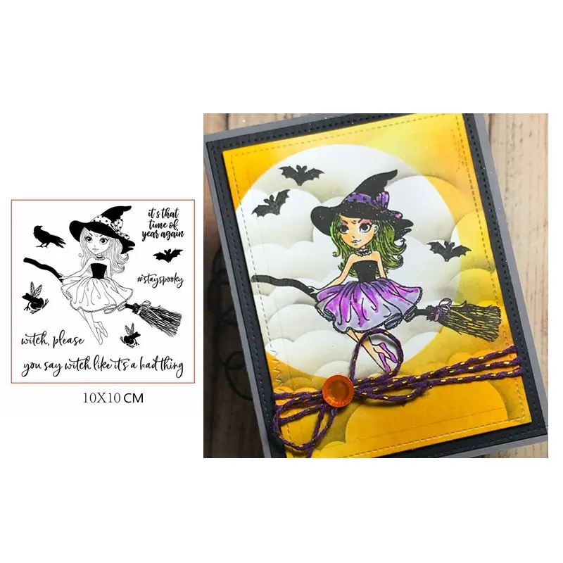 Прозрачные силиконовые штампы Хэллоуин летучая мышь ведьма девочка ворона буквы