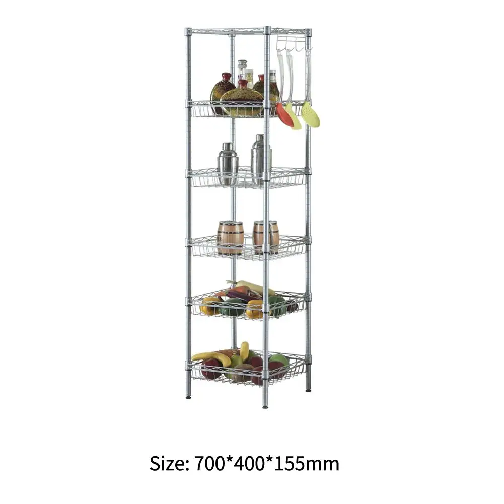 

Simple 6-layer Carbon Steel PP Storage Rack Stand House Storage Organizer Household For Home Kitchen
